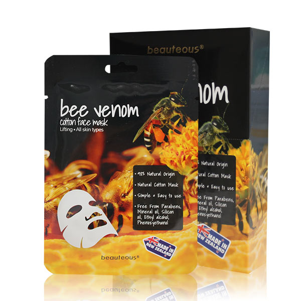 beauteous Bee Venom Natural Cotton Face Mask, 1 sheet or 10 sheets