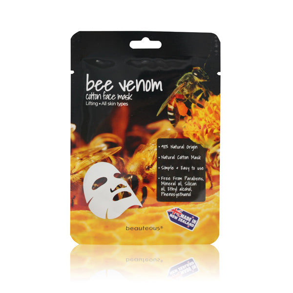 beauteous Bee Venom Natural Cotton Face Mask, 1 sheet or 10 sheets
