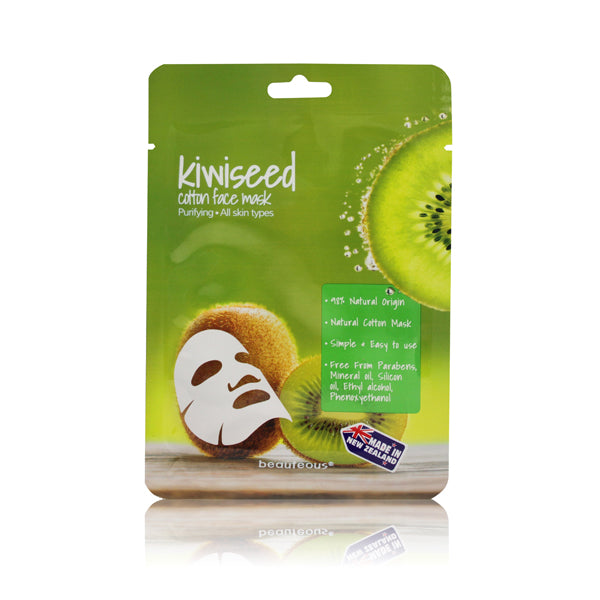 beauteous Kiwi Seed Natural Cotton Face Mask, 1 sheet or 10 sheets