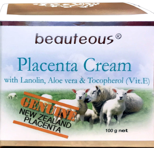 2 JARS of New Zealand Natural Beauteous Placenta Cream with Lanolin, Aloe Vera and Vitamin E, 100g